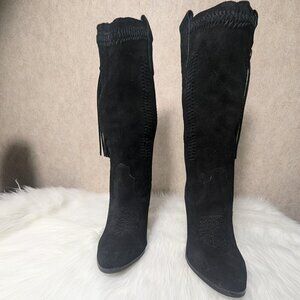 Women's Reba Hades Western Cowgirl Frindge boots Size 8.5 Black Color